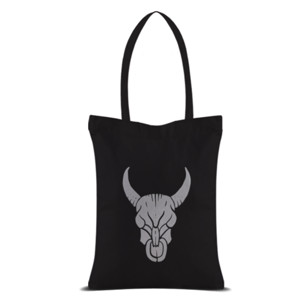 Tas Tote Banteng tato yang digambar tangan putih