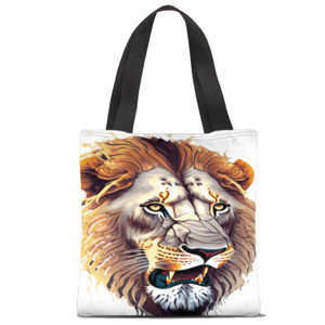 Tas Tote Fullprint Lion face - Singa alam liar 6