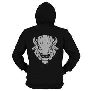 Hoodie Zipper kepala bison putih