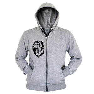 Hoodie Zipper kepala singa mengaum hitam