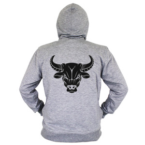 Hoodie Zipper kepala banteng marah hitam