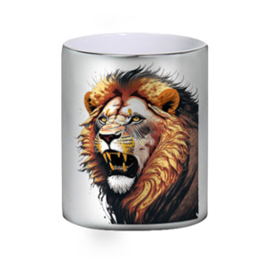 Mug Silver Lion face - Singa alam liar 14